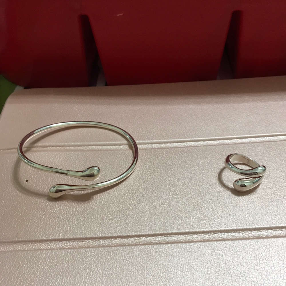 925 Stamped Water Drop Ring and Bracelet Set - Picture 2 of 5